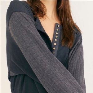 Free People, Dark Grey Back at It Henley XS NWOT